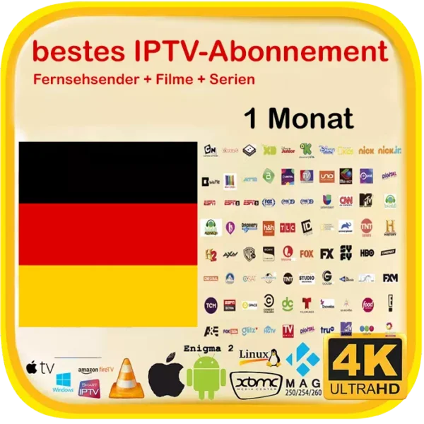 Bestes deutsches IPTV Abonnement samsung smart tv lg 4k hd 1 monat german